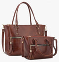 AVÉRAA Women Handbag Combo Set (Medium + Mini) Croco Texture Faux Leather Handbag & Sling Bag, Spacious Zipper Closure, Adjustable Strap, Office Travel Shopping Shoulder Bags for Women (Brown/Black) | Chic Croc Texture, Dual Carry Style, Secure Zip Closur
